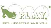 A black and green logo for p. L. A. Y.